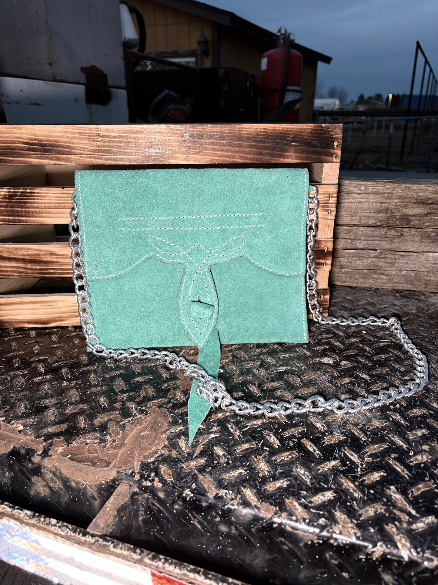 turqoise hand bag
