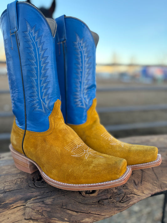 Yellow Rough Out Cutter Toe Boots